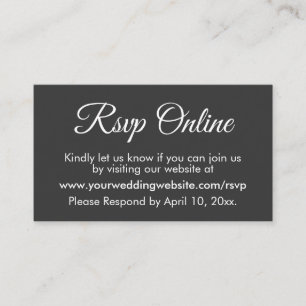 Cartão De Informações Simples Elegante de Casamento de Cinza Escuro RSVP