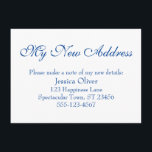 Cartão De Informações Simples, Elegante Meu Novo Endereço Azul Escuro em<br><div class="desc">Mantenha seus amigos e familiares atualizados com seu novo endereço usando esses cartões de gabinete simples e elegantes. Uma nota simples diz "Meu novo endereço" no topo, usando uma fonte bonito e tradicional de script. Use os campos modelo para adicionar todos os seus detalhes para personalizar este design para seu...</div>