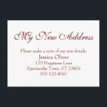 Cartão De Informações Simples, Elegante Meu Novo Endereço Borgonha em Br<br><div class="desc">Mantenha seus amigos e familiares atualizados com seu novo endereço usando esses cartões de gabinete simples e elegantes. Uma nota versátil diz "Meu novo endereço" no topo, usando uma fonte bonito e tradicional de script. Use os campos modelo para adicionar todos os seus detalhes para personalizar este design para seu...</div>