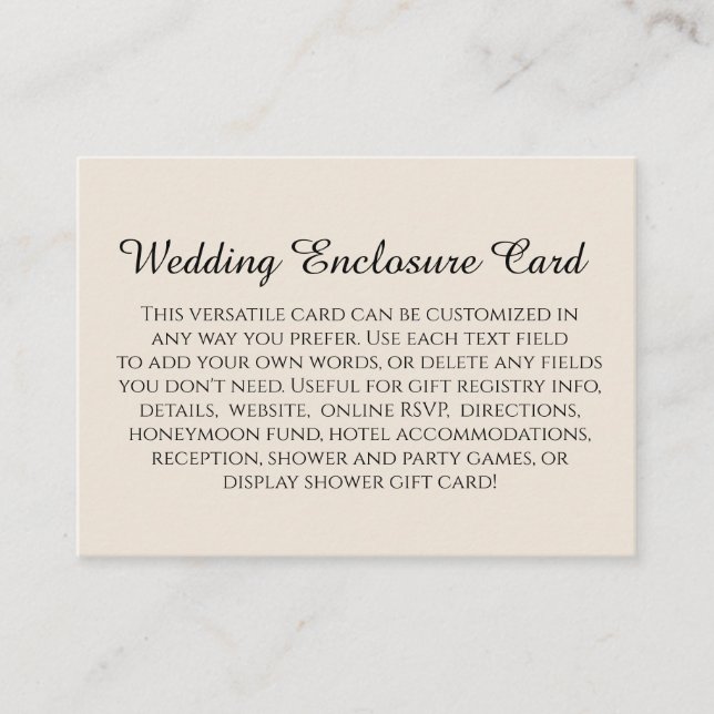 Cartão De Informações Simples Personalizado Casamento Creme DIY (Frente)