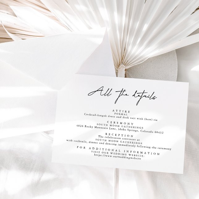 Cartão De Informações Simples preto e branco moderno Todos os detalhes (Criador carregado)