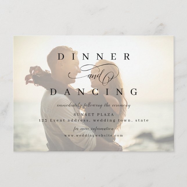 Cartão De Informações Simples recepção de casamento de fotos românticas (Frente)