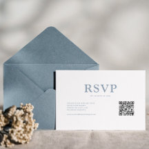 Simples RSVP Código QR Azul Empoeirado Minimalista