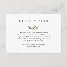 Cartão De Informações Simples Rustic Boho Greenery Detalhes Casamento