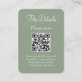Cartão De Informações Simples Sage Verde Detalhes do Casamento QR