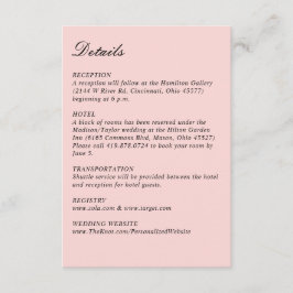 Cartão De Informações Simples Script Bonito Casamento Rosa Vertical Pequ