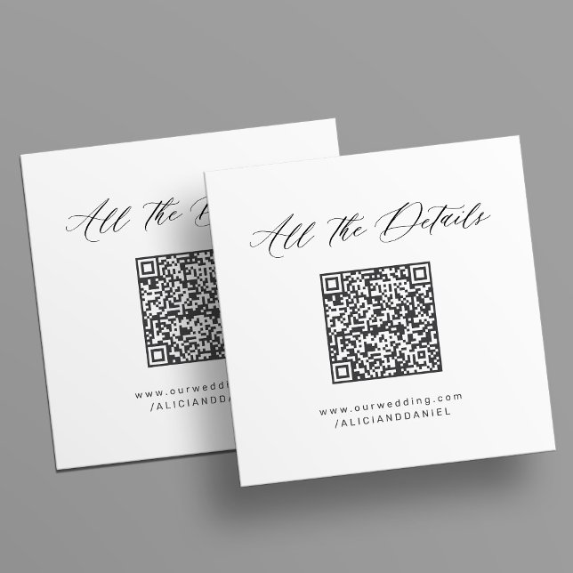 Cartão De Informações Simples site de casamento com código QR minimalist (Criador carregado)