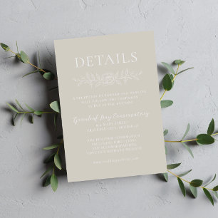 Cartão De Informações Simplicidade Floral 1 Bege Ostra Casamento Minimal