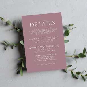 Cartão De Informações Simplicidade Floral 1 Casamento Minimal Mauve