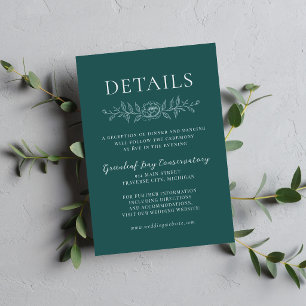 Cartão De Informações Simplicidade Floral 1 Casamento Minimalista Azul T