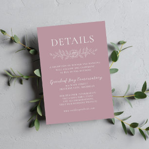 Cartão De Informações Simplicidade Floral 1 Casamento Vintage Mauve Mini
