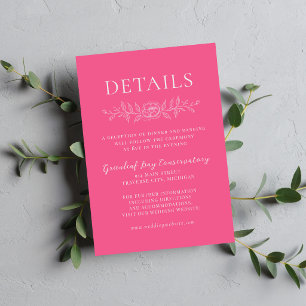 Cartão De Informações Simplicidade Floral 1 Cravo Rosa Casamento Minimal