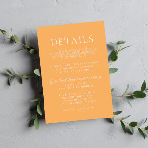 Cartão De Informações Simplicidade Floral 1 Sorvete Laranja Casamento Mi
