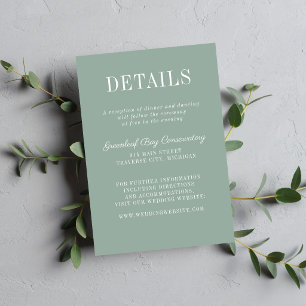 Cartão De Informações Simplicidade Floral 2 Casamento Minimalista Verde