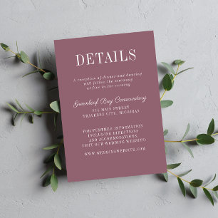 Cartão De Informações Simplicidade Floral 2 Crepúsculo Rosa Casamento Mi