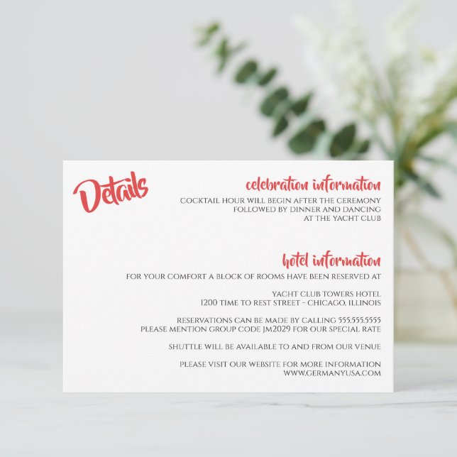 Cartão De Informações Sinalizadores de Coração Franceses Americanos (Em pé/Frente)