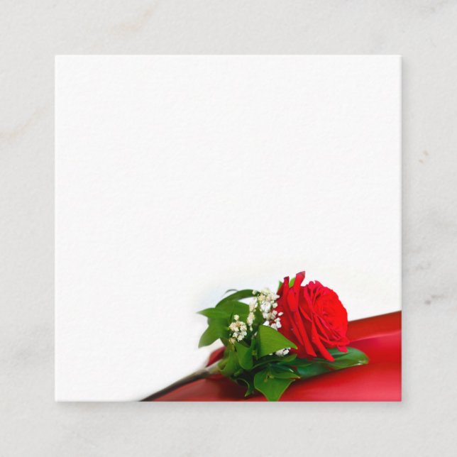 Cartão De Informações Single Red Rose – Floral White Background (Frente)