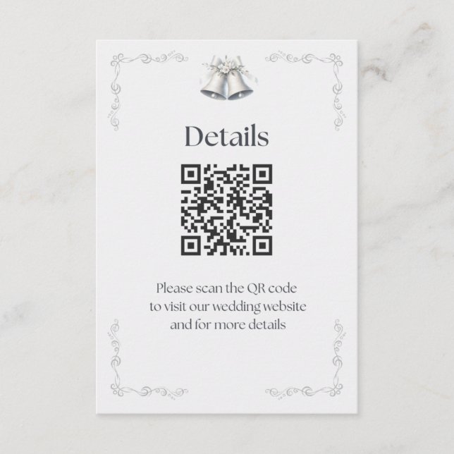 Cartão De Informações Sinos de Casamento de Prata Detalhes do Envio (Frente)