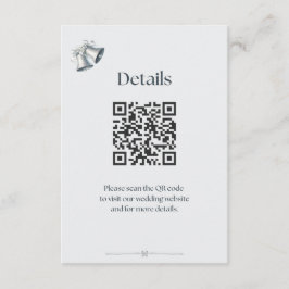 Cartão De Informações Sinos de Casamento em Prata Azul Detalhes do Enclo