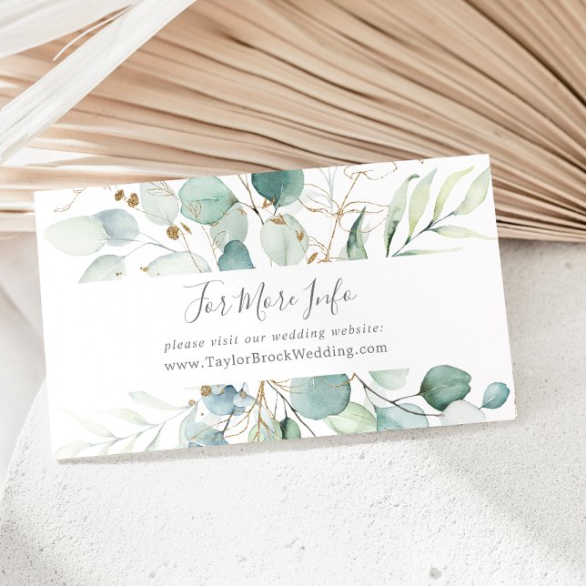 Cartão De Informações Site Airy Greenery e Dourado Leaf Wedding (Criador carregado)