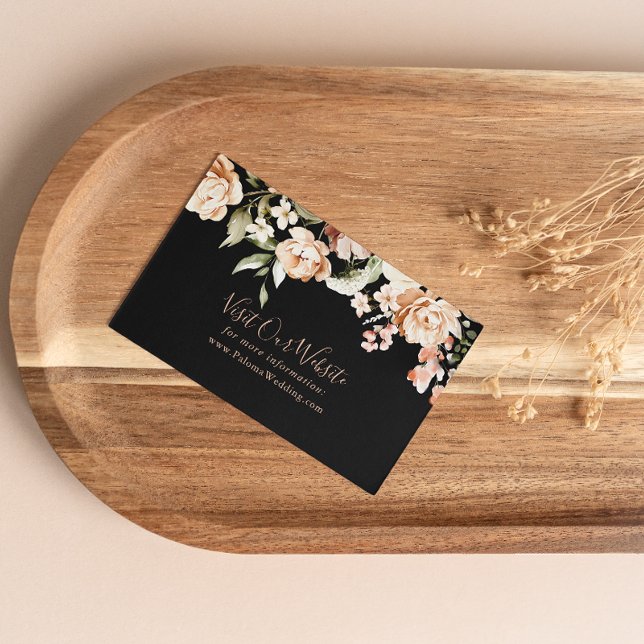 Cartão De Informações Site Black Formal Royal Floral Wedding (Criador carregado)