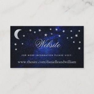 Cartão De Informações Site Celestial Casamento Lua e Estrelas Noite Azul