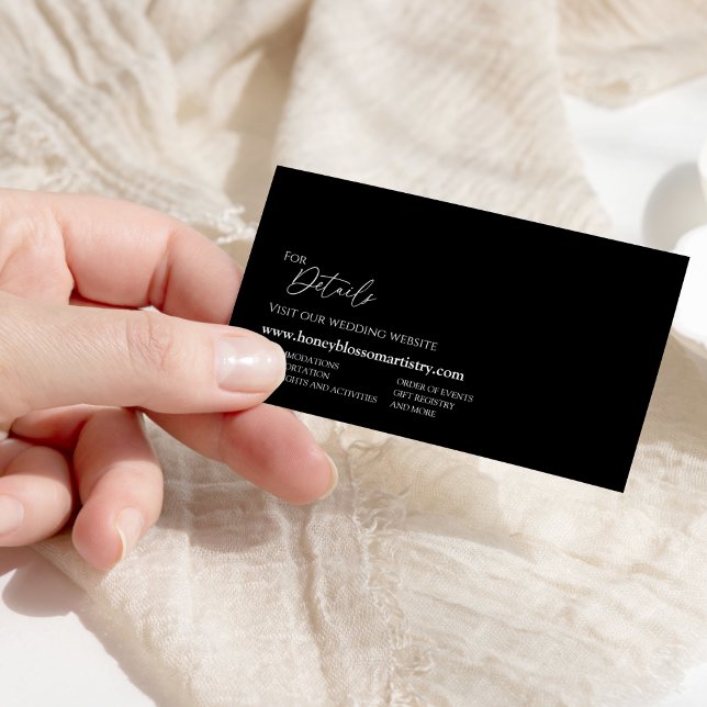 Cartão De Informações Site Clássico de Casamento Negro Moderno (Criador carregado)