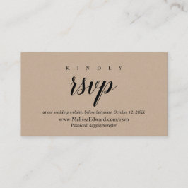 Cartão De Informações Site da RSVP Online, Rustic Brown Kraft