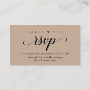 Cartão De Informações Site da RSVP Online, Rustic Brown Kraft