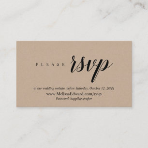 Cartão De Informações Site da RSVP Online, Rustic Brown Kraft