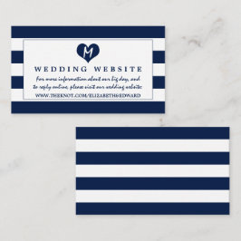 Cartão De Informações Site de Casamento Azul e Branco do Marinho Quic Mo