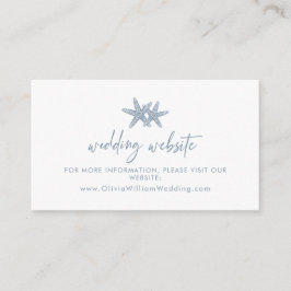 Cartão De Informações Site de Casamento Azul Modern Starfish Beach