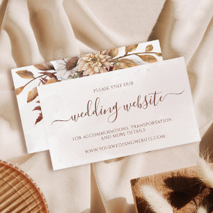 Cartão De Informações Site de casamento boho floral terracota outono
