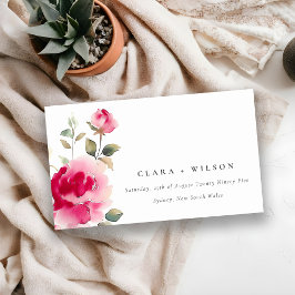 Cartão De Informações Site de Casamento Boho Red Pink Rose Flowers