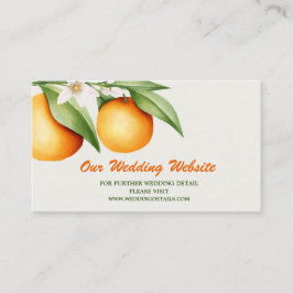 Cartão De Informações Site de Casamento Botânico de Fruta Laranja Aquare