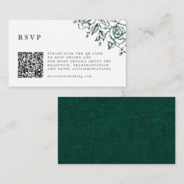 Cartão De Informações Site de Casamento Botânico Emerald Greenery Vintag