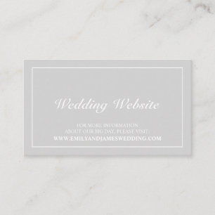 Cartão De Informações Site de Casamento Branco e Cinzas Elegantes