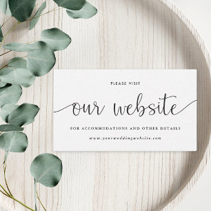 Cartão De Informações Site de Casamento Branco e Negro Russo Moderno