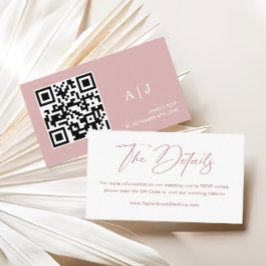 Cartão De Informações Site de Casamento Branco Elegante e Rosa Dusty