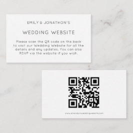 Cartão De Informações Site de Casamento Branco Preto com Código QR Simpl