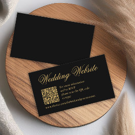 Cartão De Informações Site de Casamento Caligrafia Ouro Preto Código QR