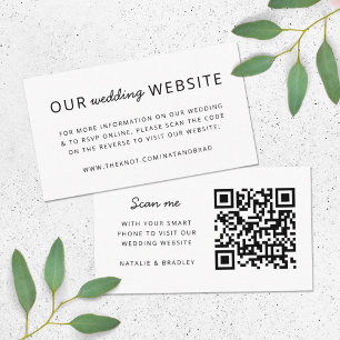 Cartão De Informações Site de Casamento   Código QR Limpo Simples Minima