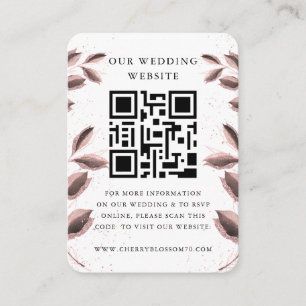 Cartão De Informações Site de Casamento   Código QR Mínimo de Foto RSVP 