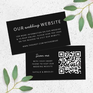 Cartão De Informações Site de Casamento   Código QR Preto Minimalista