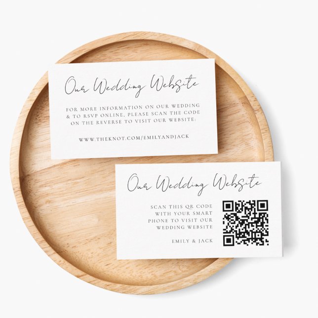 Cartão De Informações Site de Casamento | Código QR RSVP Chic Elegante (Direct guests seamlessly to your wedding website using this QR code enclosure card)