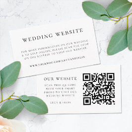 Cartão De Informações Site de Casamento | Código QR RSVP Chic Elegante