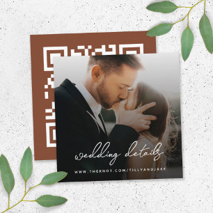 Cartão De Informações Site de Casamento Código QR RSVP Foto Minimalist