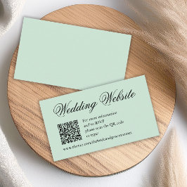 Cartão De Informações Site de Casamento Código QR Verde Menta & Caligraf