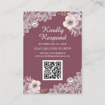 Site de casamento com código QR de renda floral ro