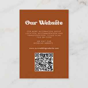 Cartão De Informações Site de casamento com código QR elegante e retrô e